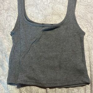 Grey cropped ribbed tank top. Worn once.
